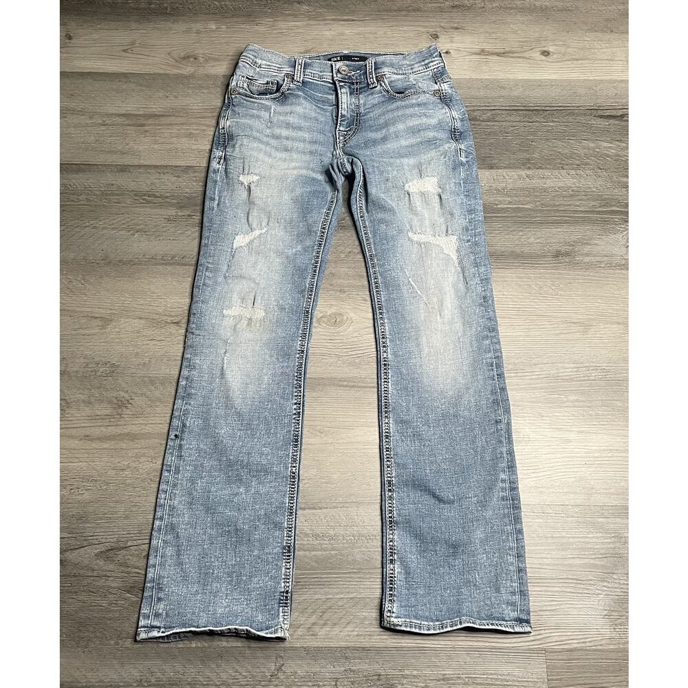BKE Aiden Bootcut Jeans Distressed Light Wash Low Rise Stretch Denim 27x30